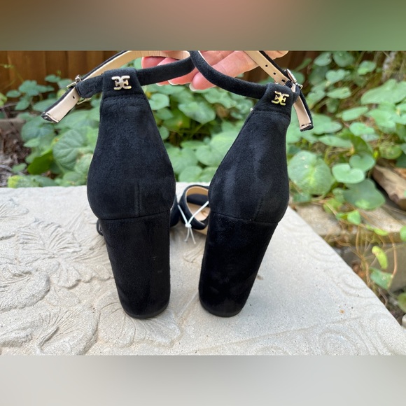 Sam Edelman Yancy Block Heel Ankle Strap Sandals Black Suede Size 6.5 NWOB - Picture 4 of 7